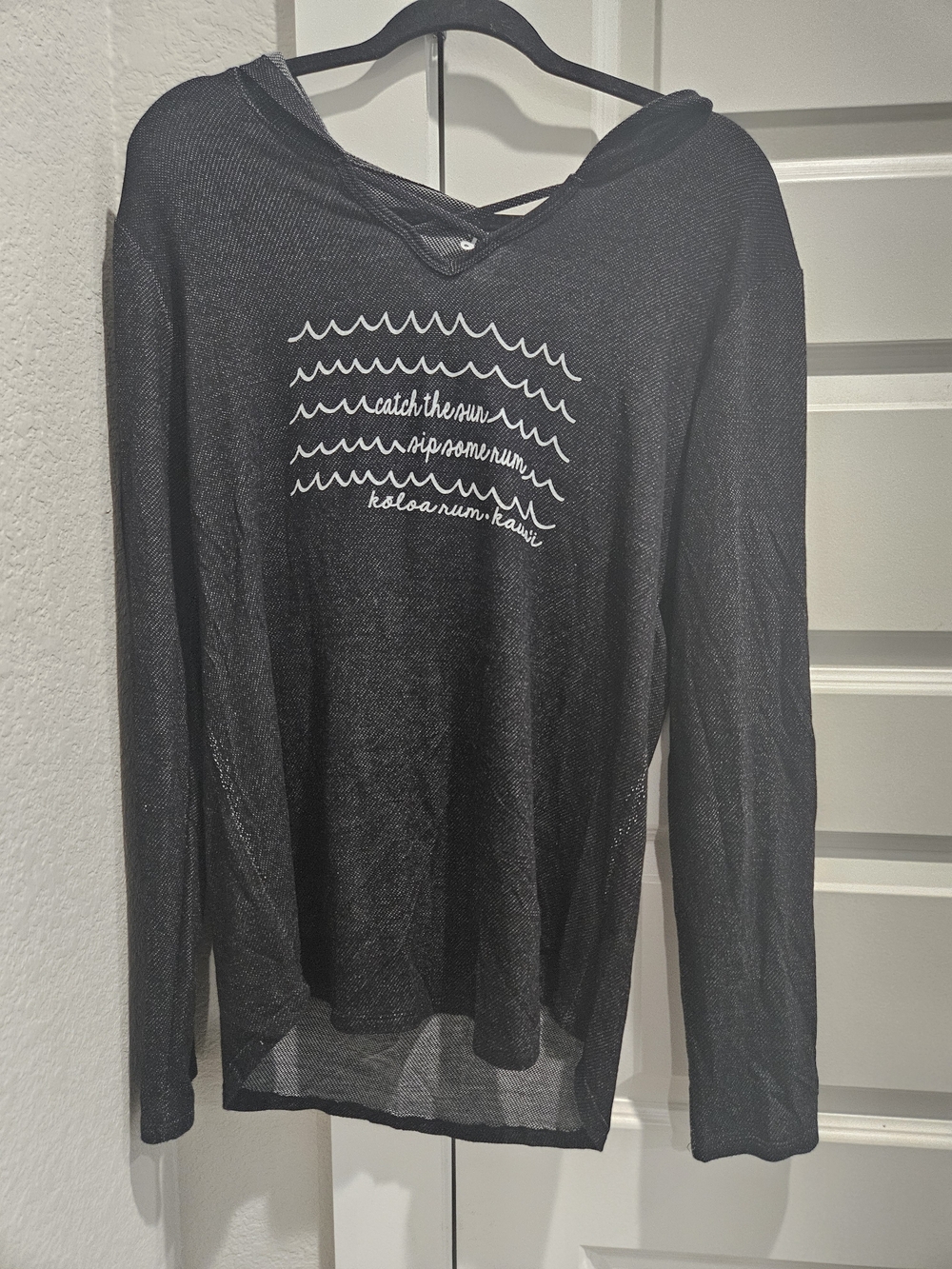 Women's Crewneck Sweater with White Wave Graphic